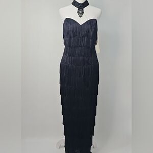 Roberta Vintage Beaded Necklace Sweetheart Shimmy Fringe Flapper Evening Dress